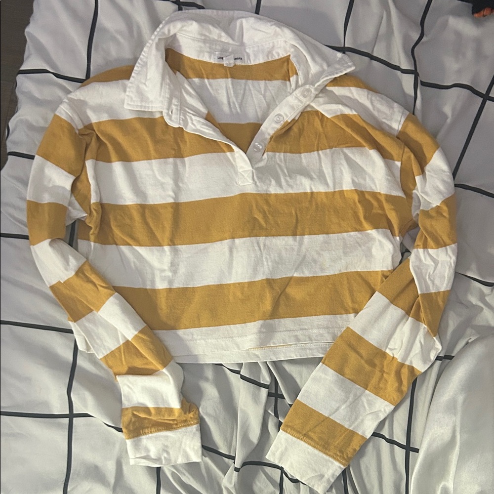 Love on a Hanger Yellow and White Striped Top